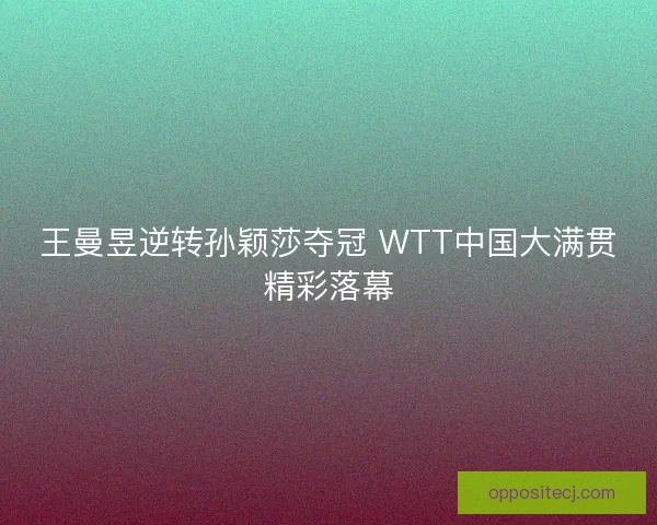王曼昱逆转孙颖莎夺冠 WTT中国大满贯精彩落幕 王曼昱逆转孙颖莎夺冠 WTT中国大满贯精彩落幕