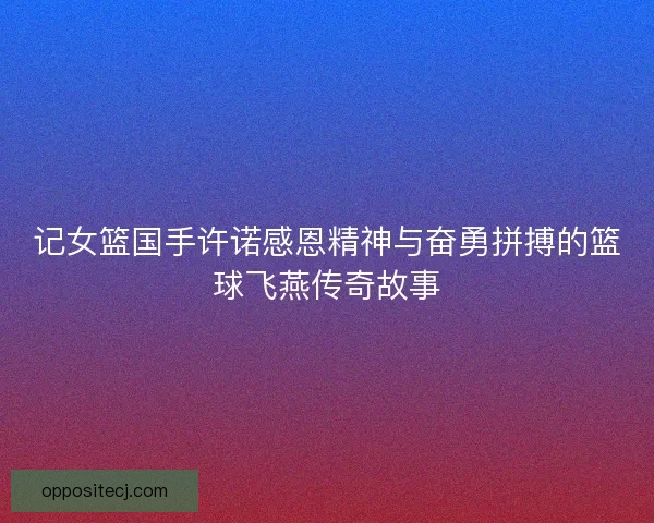 记女篮国手许诺感恩精神与奋勇拼搏的篮球飞燕传奇故事