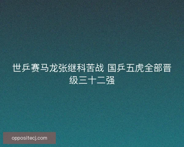 世乒赛马龙张继科苦战 国乒五虎全部晋级三十二强
