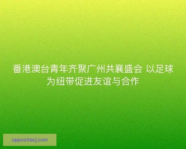 番港澳台青年齐聚广州共襄盛会 以足球为纽带促进友谊与合作