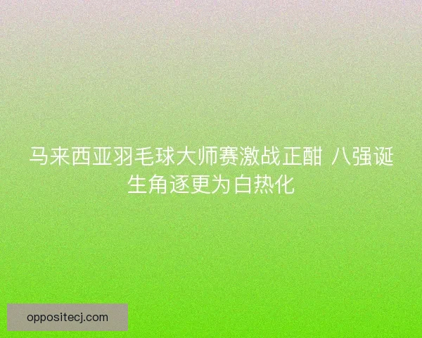马来西亚羽毛球大师赛激战正酣 八强诞生角逐更为白热化