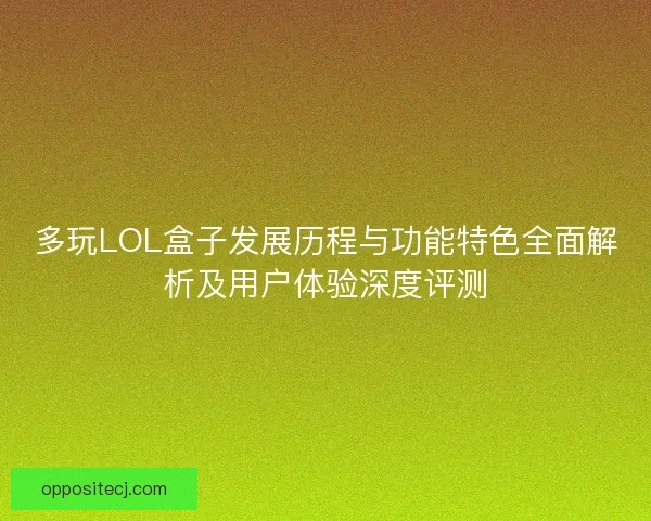 多玩LOL盒子发展历程与功能特色全面解析及用户体验深度评测